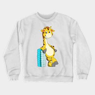 Giraffe with Stack of Books Crewneck Sweatshirt